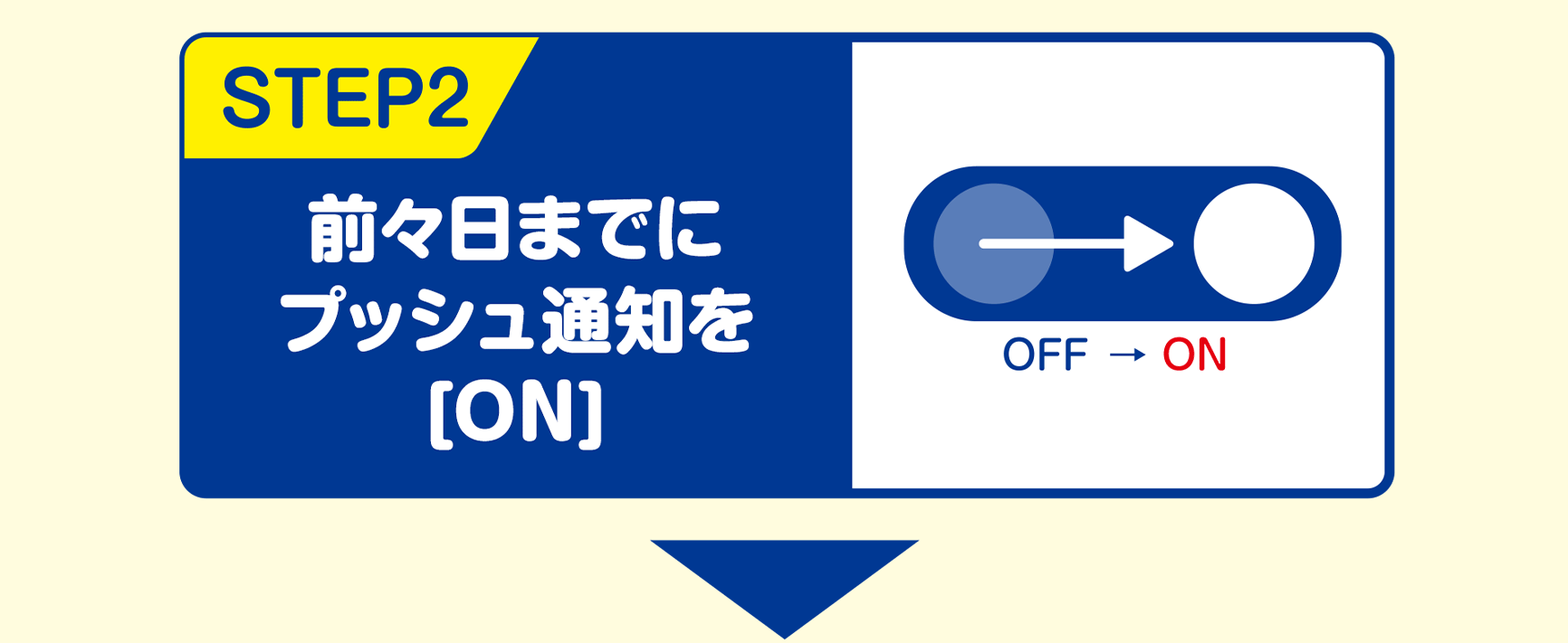 STEP2 前日までにプッシュ通知を「ON」