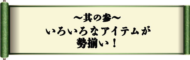 其の参　いろいろなアイテムが勢揃い！